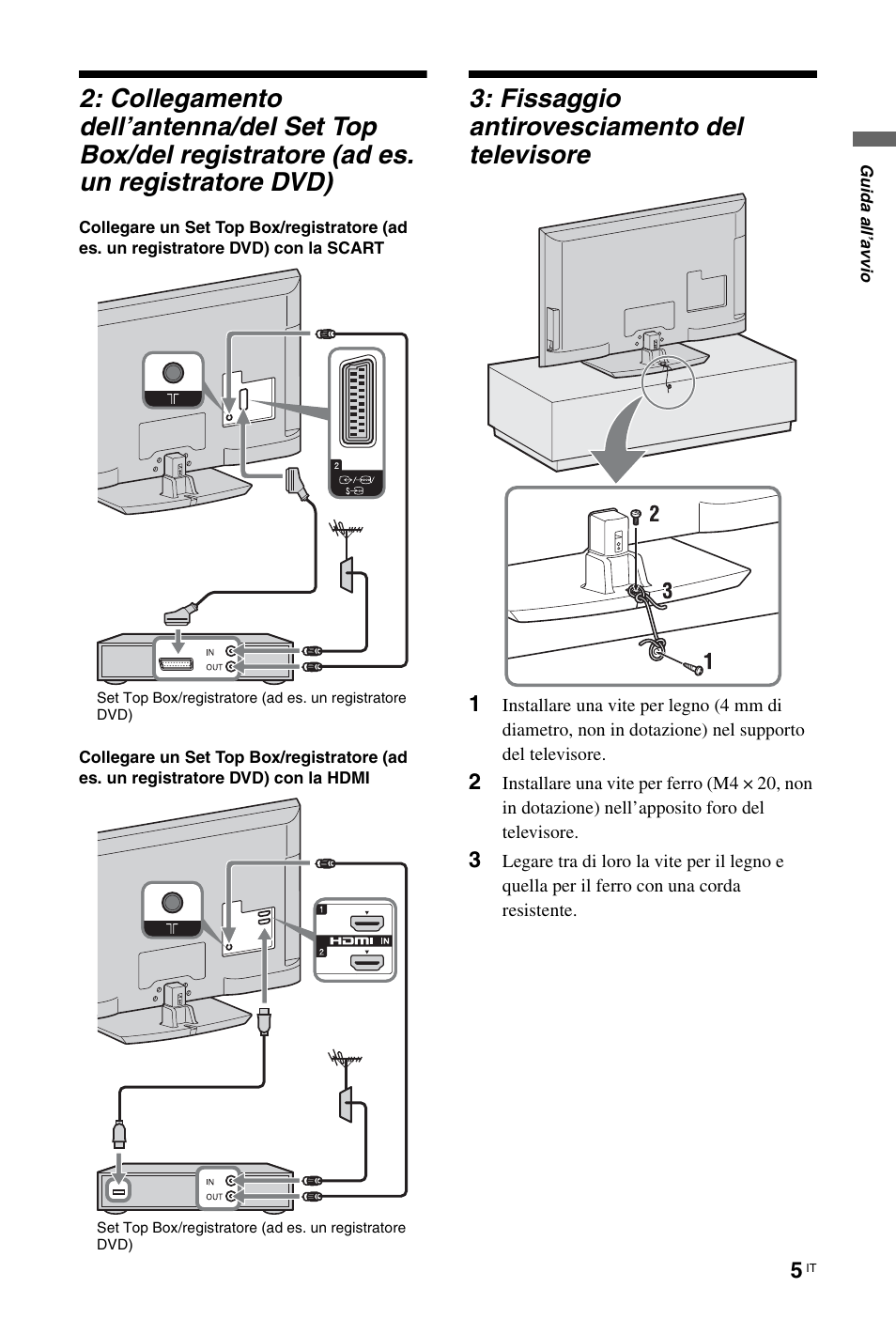Fissaggio antirovesciamento del televisore | Sony KDL-46Z5500 User Manual | Page 83 / 160