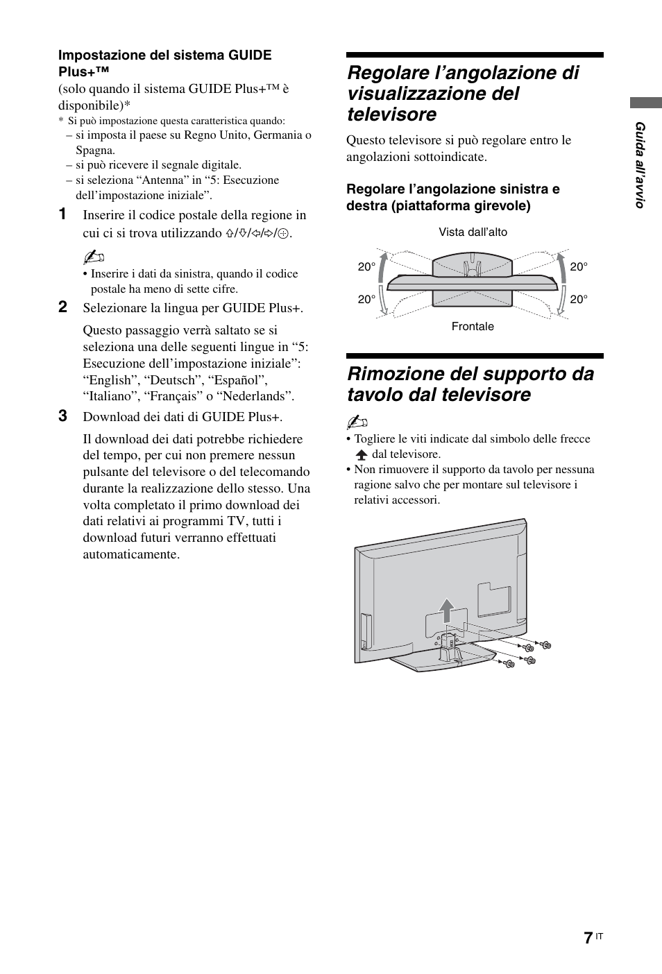 Rimozione del supporto da tavolo dal televisore | Sony KDL-46Z5500 User Manual | Page 85 / 160