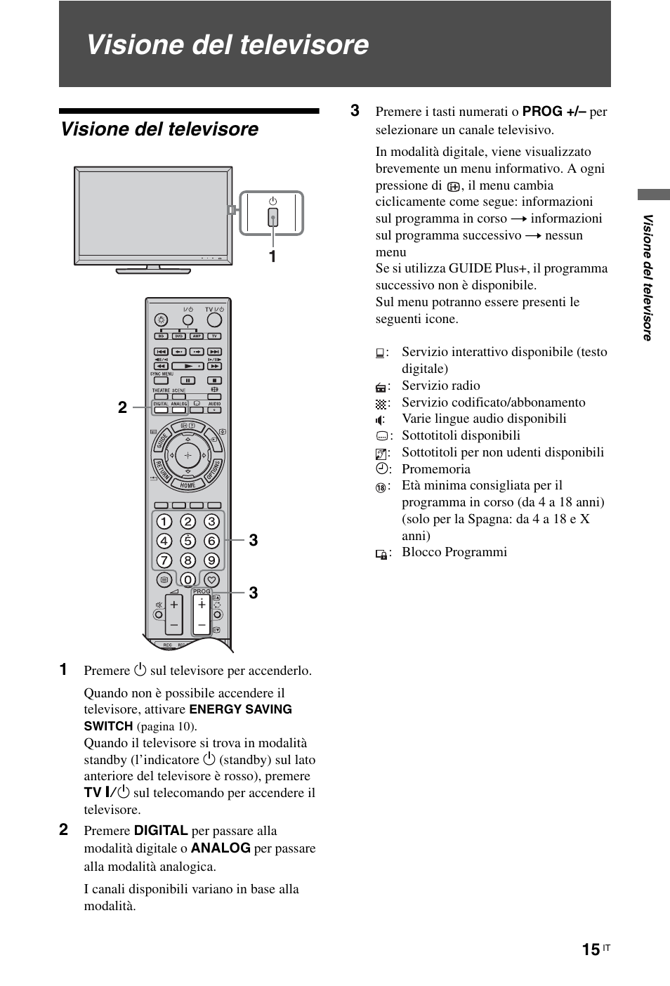 Visione del televisore | Sony KDL-46Z5500 User Manual | Page 93 / 160