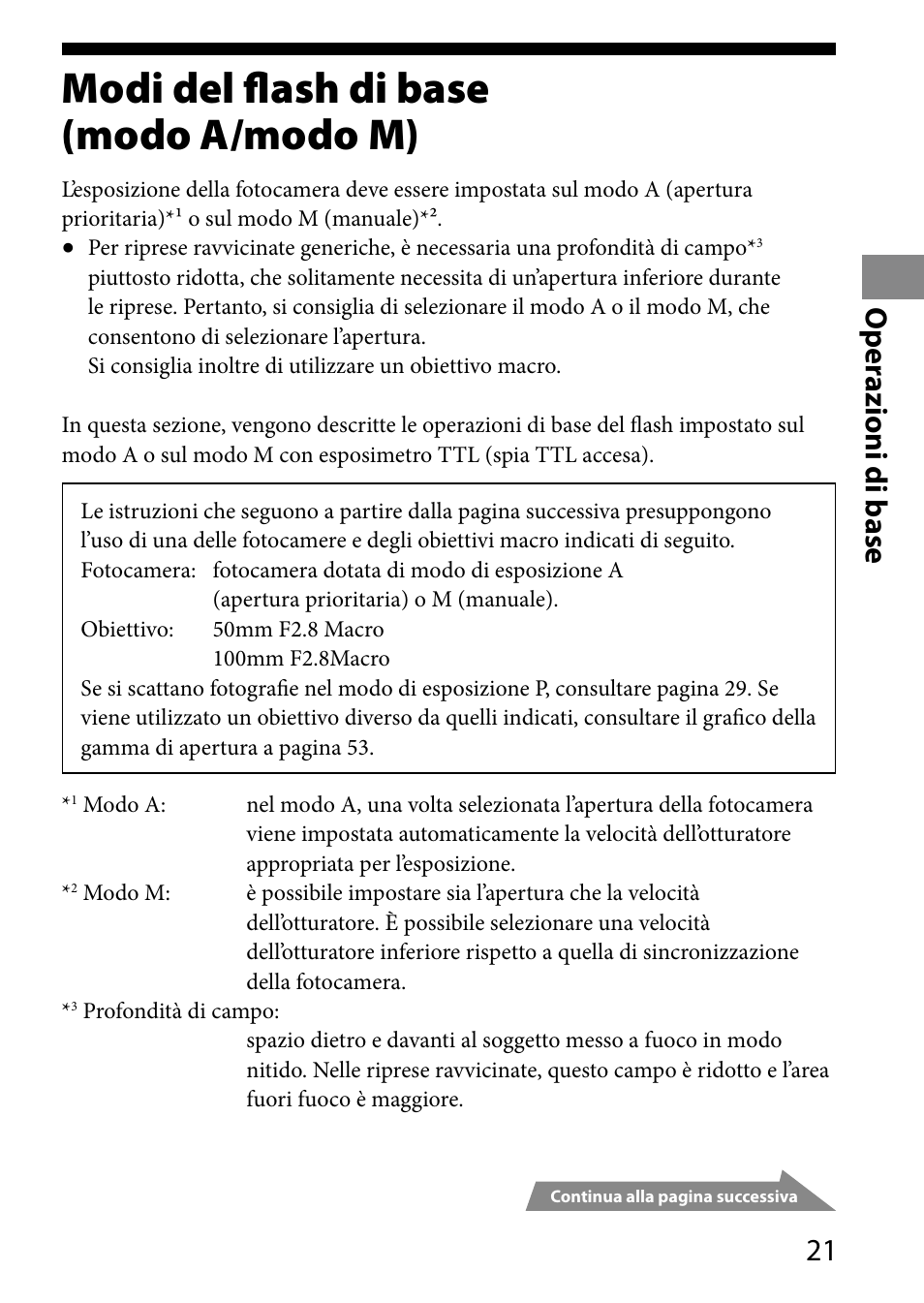 Operazioni di base, Modi del flash di base(modo a/modo m), Modi del flash di base | Modo a/modo m), Modi del flash di base (modo a/modo m), 1 o per azioni di base | Sony HVL-MT24AM User Manual | Page 197 / 293
