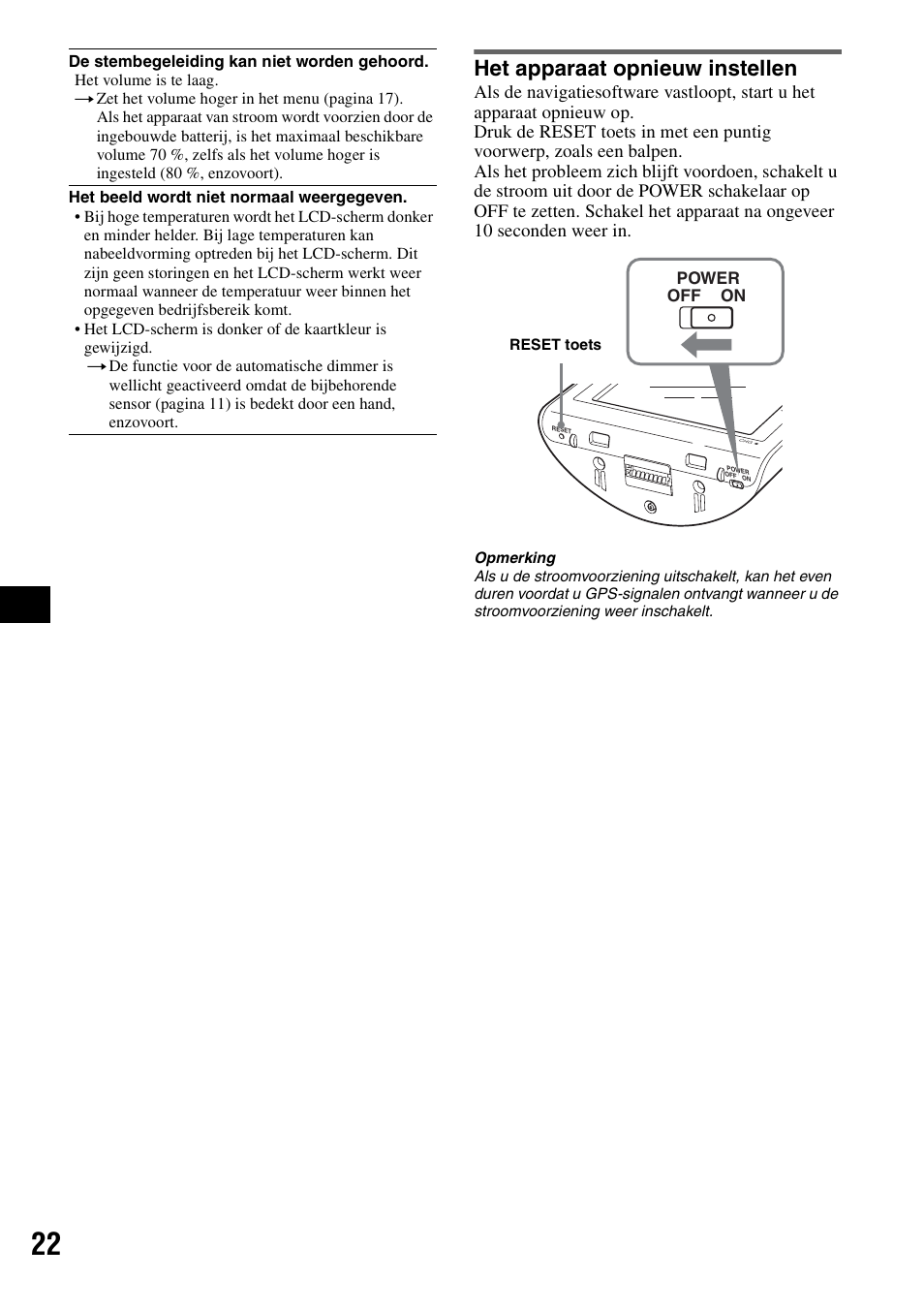 Het apparaat opnieuw instellen | Sony NV-U50 User Manual | Page 104 / 216