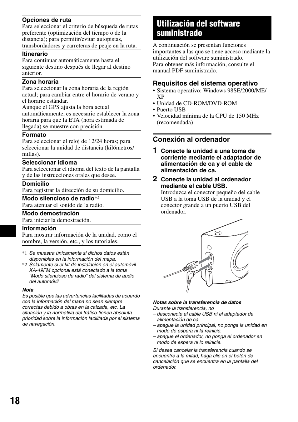 Utilización del software suministrado, Conexión al ordenador | Sony NV-U50 User Manual | Page 122 / 216