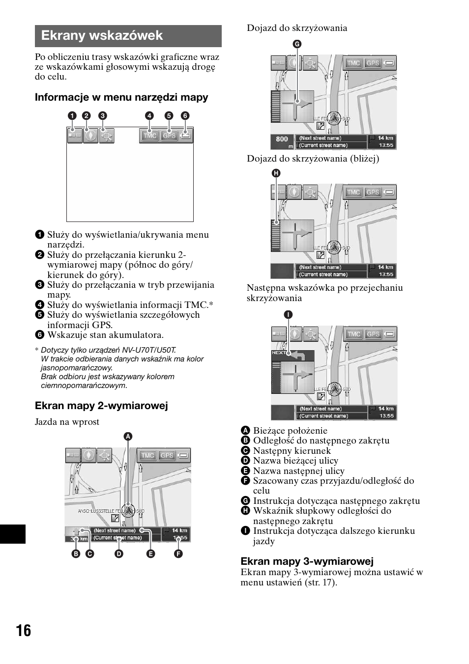 Ekrany wskazówek | Sony NV-U50 User Manual | Page 182 / 216