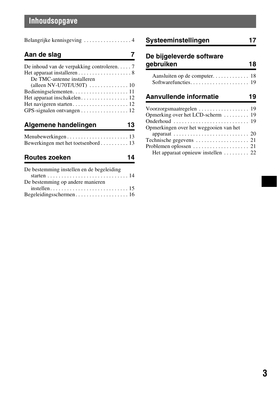 Inhoudsopgave | Sony NV-U50 User Manual | Page 85 / 216