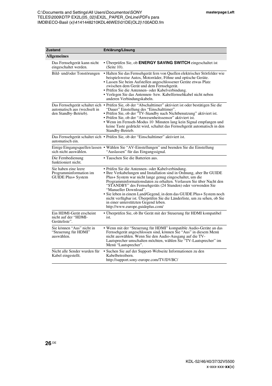 Sony KDL-40WE5 User Manual | Page 26 / 152