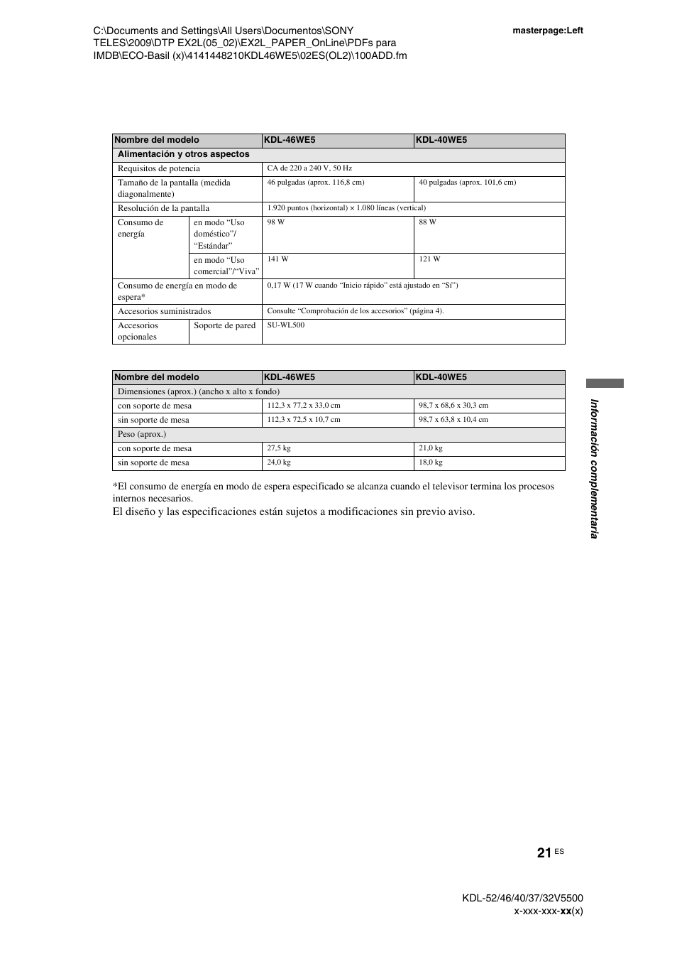 Sony KDL-40WE5 User Manual | Page 46 / 152