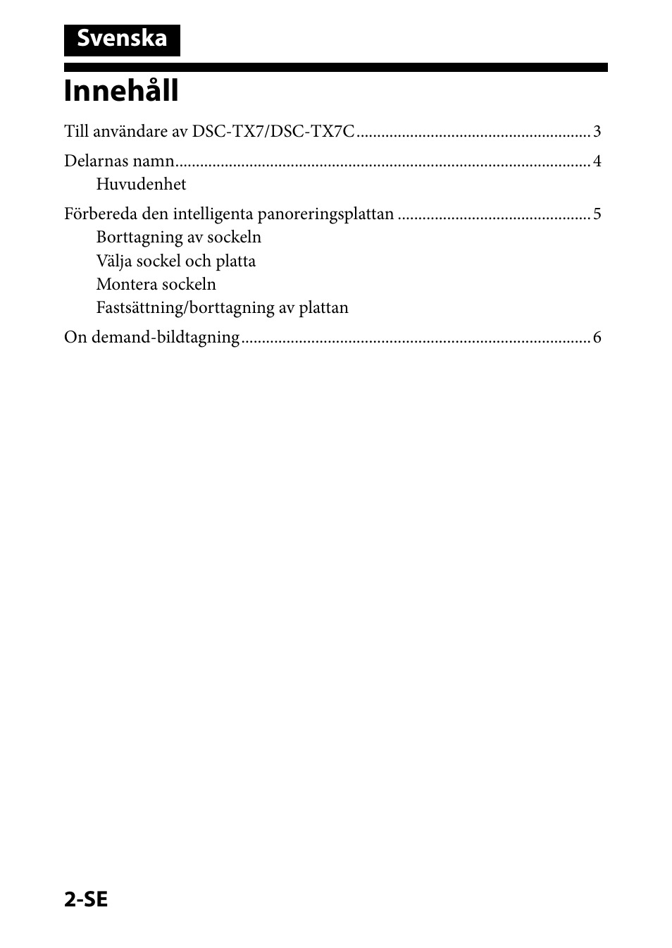 Svenska, Innehåll | Sony IPT-DS1 User Manual | Page 32 / 73