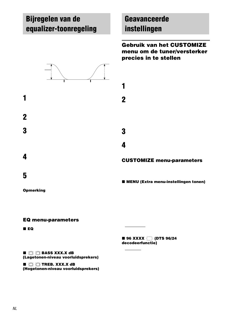 Bijregelen van de equalizer-toonregeling, Geavanceerde instellingen | Sony STR-DA1000ES User Manual | Page 100 / 180