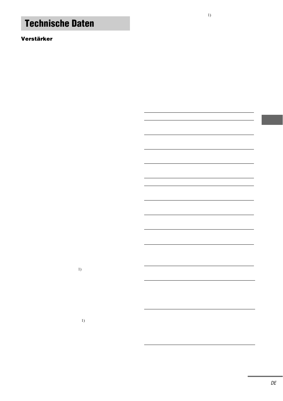 Technische daten, Zu satzi nf o rmati o n | Sony STR-DA1000ES User Manual | Page 53 / 180