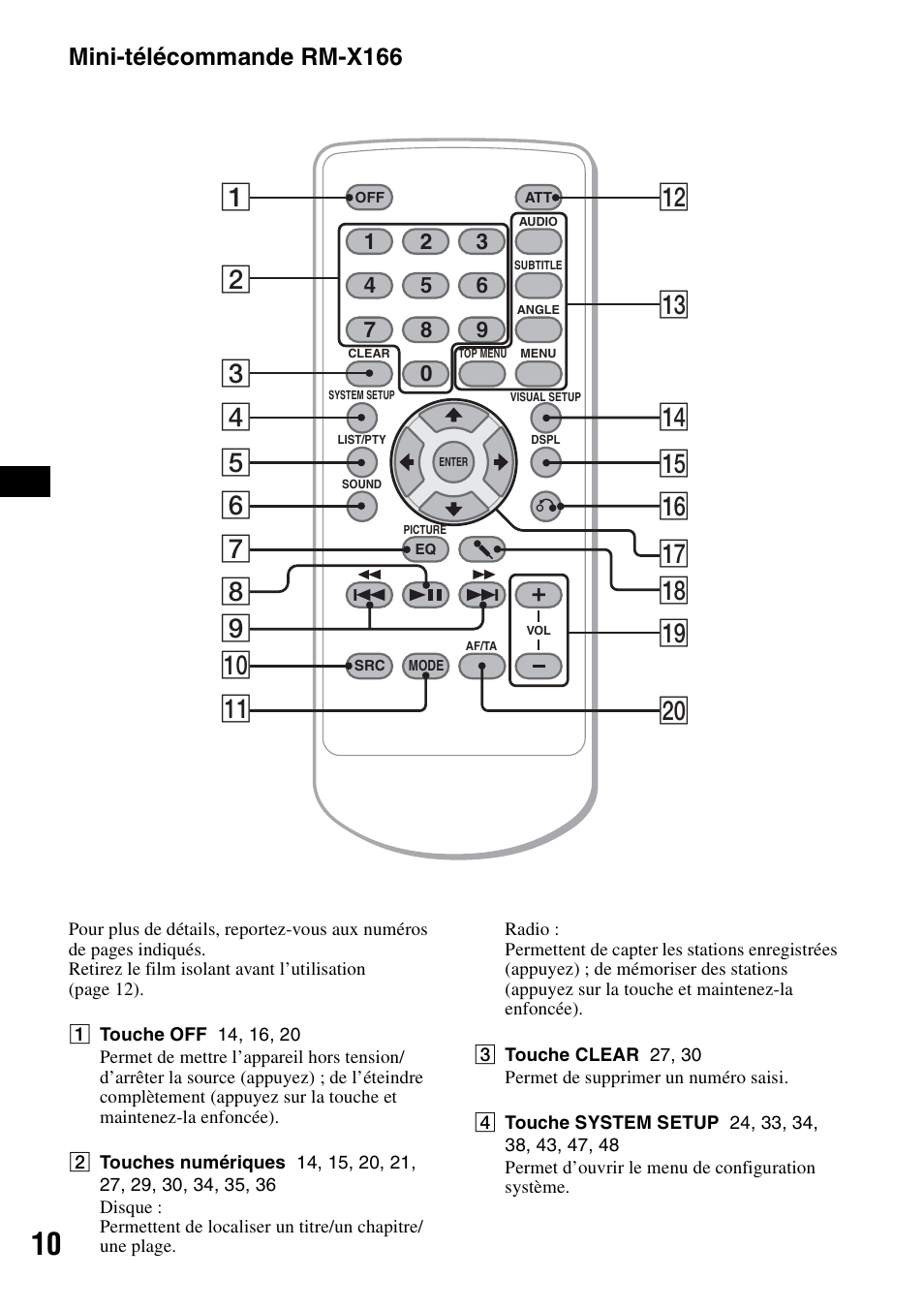 Mini-télécommande rm-x166 | Sony MEX-DV1000 User Manual | Page 128 / 300