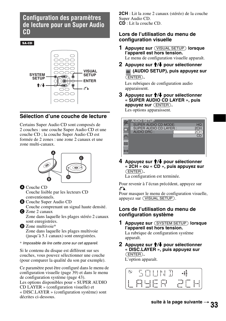 Sélection d’une couche de lecture | Sony MEX-DV1000 User Manual | Page 151 / 300