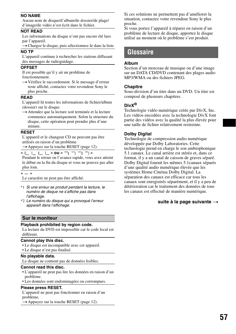 Glossaire | Sony MEX-DV1000 User Manual | Page 175 / 300