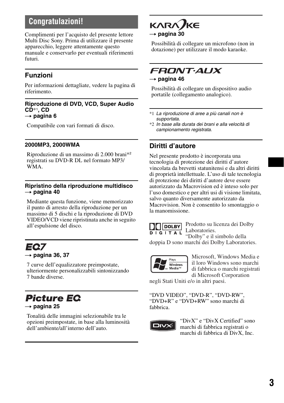 Congratulazioni | Sony MEX-DV1000 User Manual | Page 181 / 300