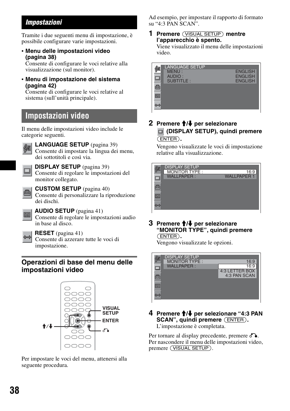 Impostazioni, Impostazioni video | Sony MEX-DV1000 User Manual | Page 216 / 300