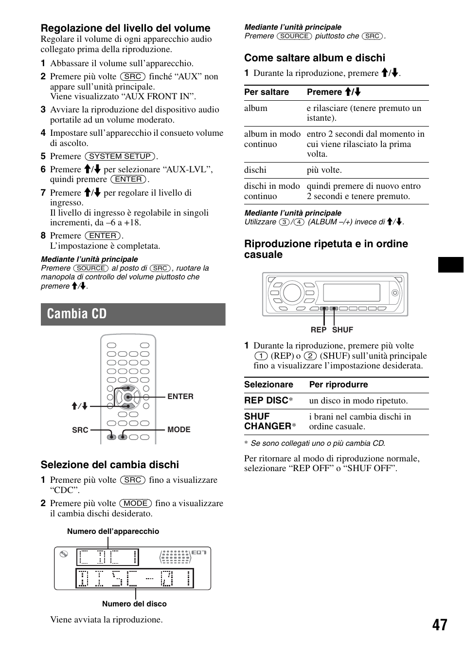Cambia cd | Sony MEX-DV1000 User Manual | Page 225 / 300