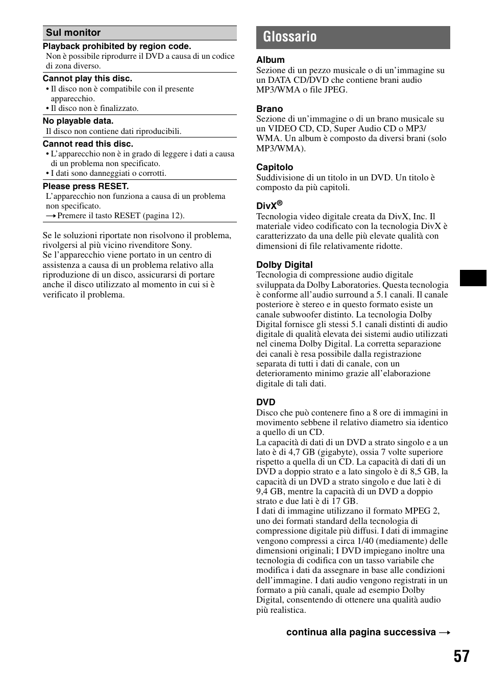 Glossario | Sony MEX-DV1000 User Manual | Page 235 / 300