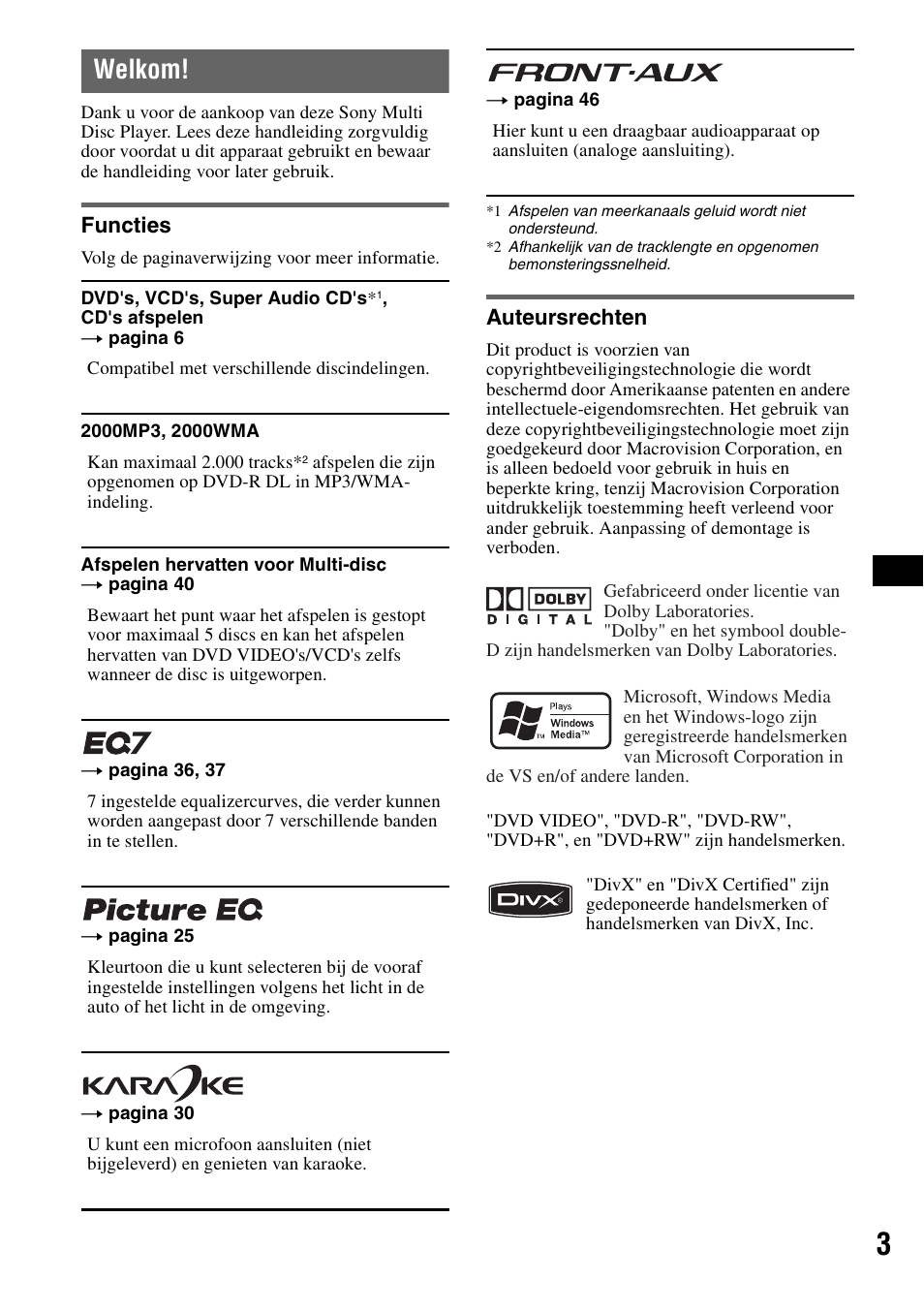 Welkom | Sony MEX-DV1000 User Manual | Page 241 / 300