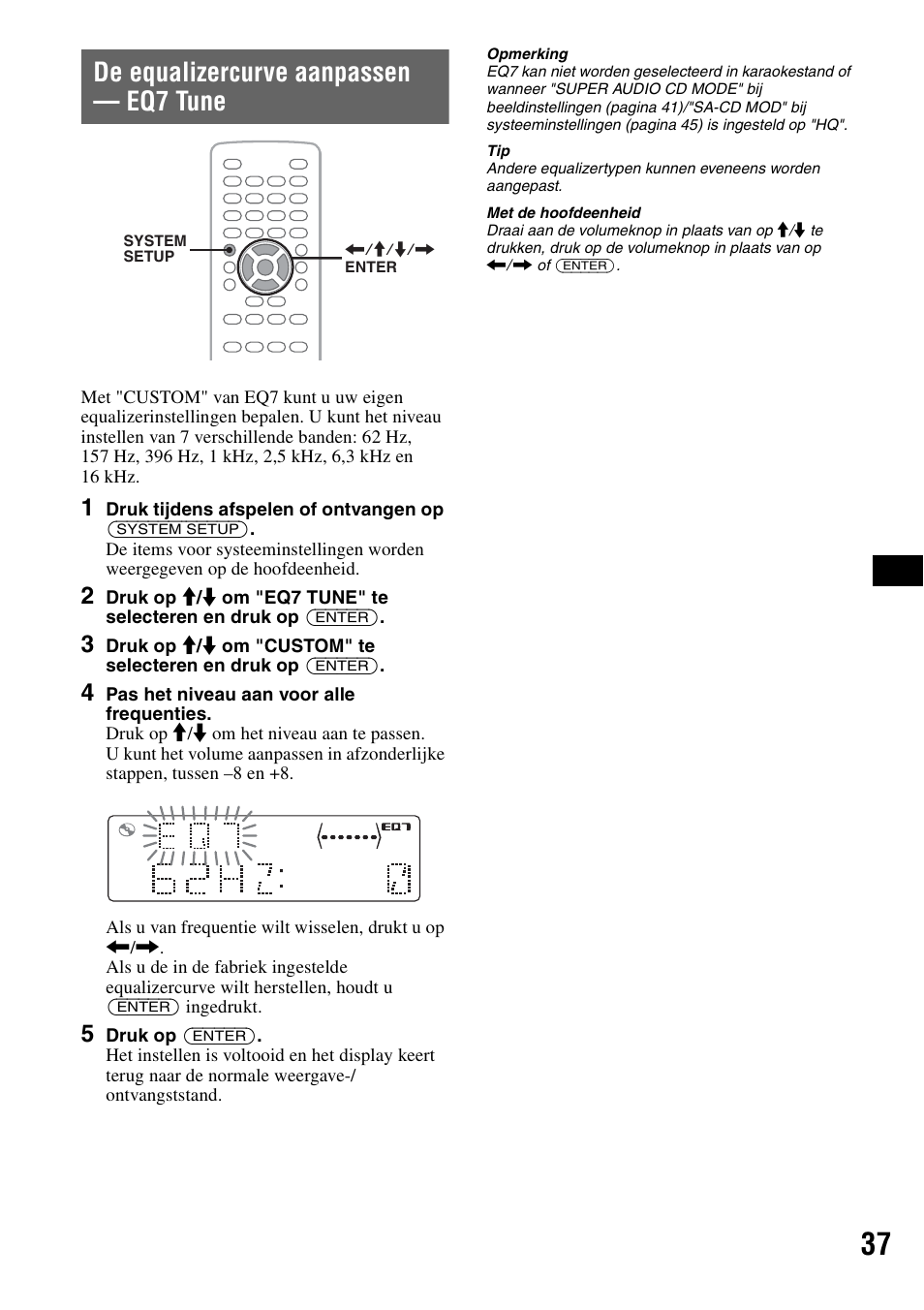 De equalizercurve aanpassen - eq7 tune, De equalizercurve aanpassen — eq7 tune | Sony MEX-DV1000 User Manual | Page 275 / 300