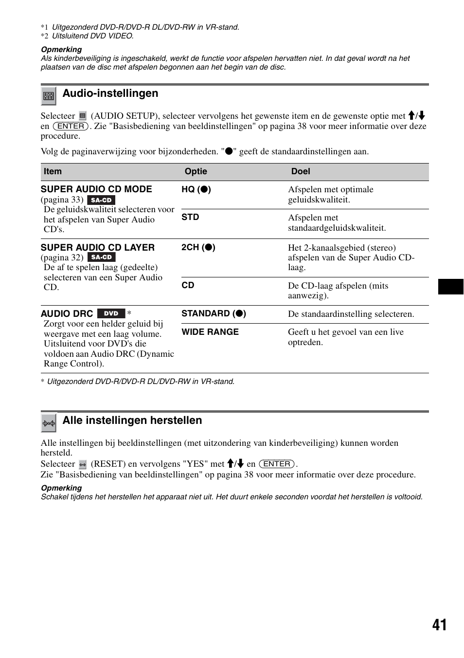 Audio-instellingen, Alle instellingen herstellen, Audio-instellingen alle instellingen herstellen | Geluidsins, Ellingen-ite | Sony MEX-DV1000 User Manual | Page 279 / 300