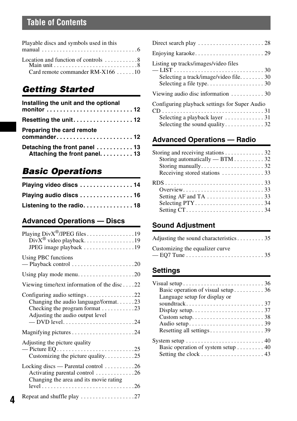 Sony MEX-DV1000 User Manual | Page 4 / 300
