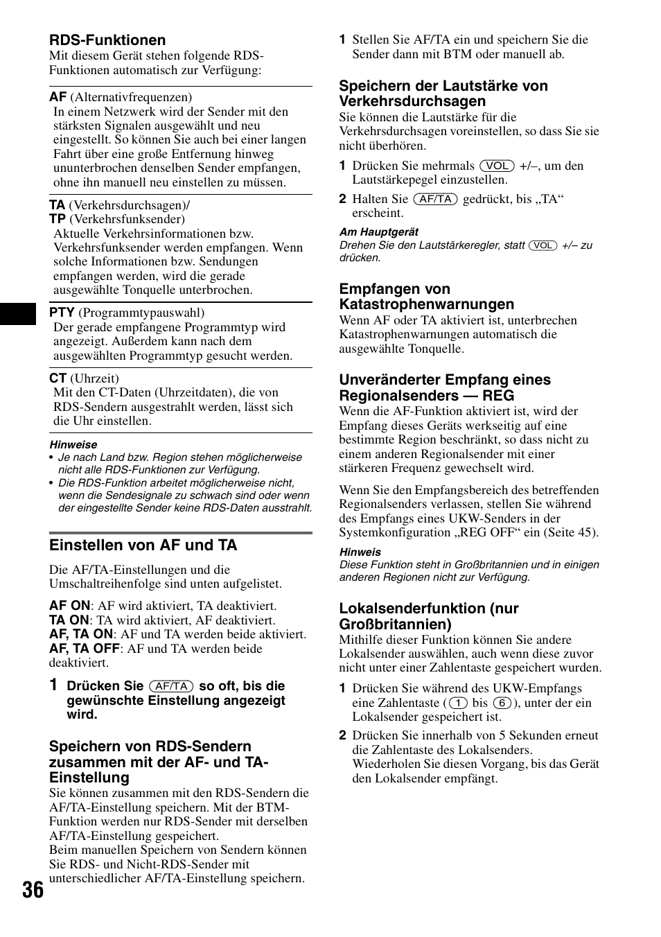 Einstellen von af und ta | Sony MEX-DV1000 User Manual | Page 92 / 300