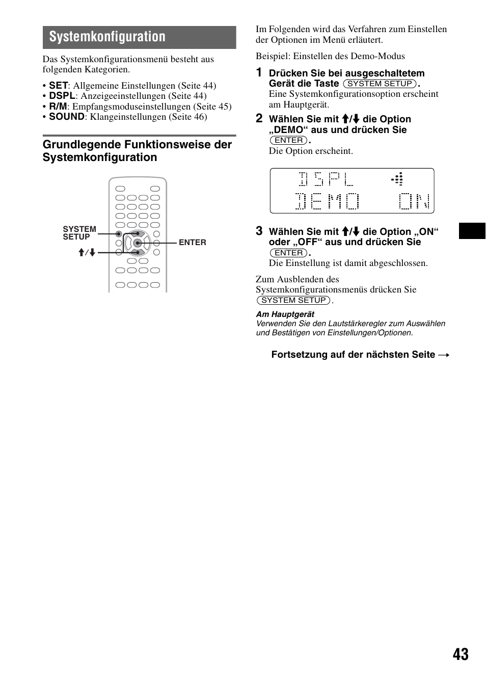 Systemkonfiguration, Seite 43), Seite 43 | Sony MEX-DV1000 User Manual | Page 99 / 300