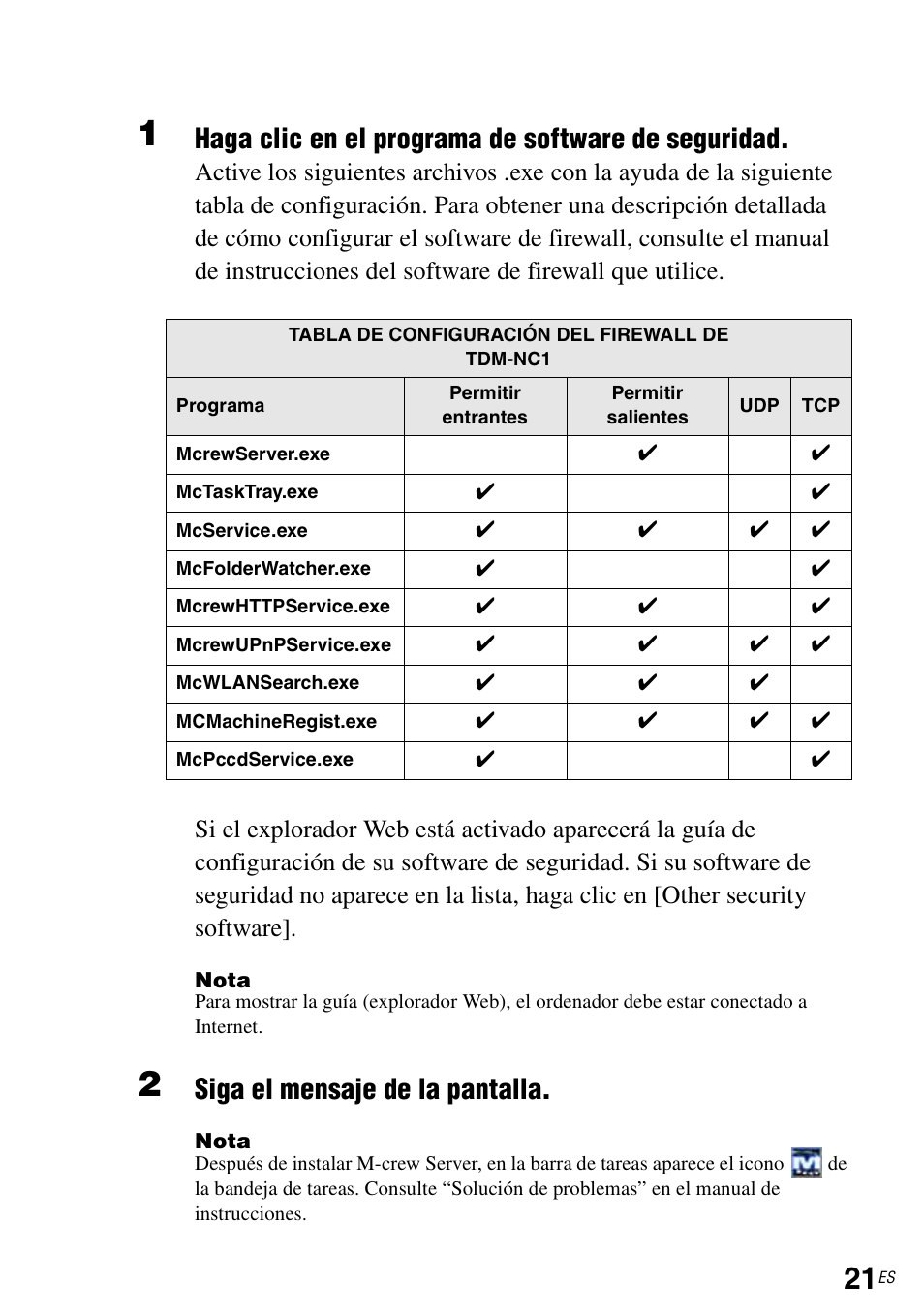 Haga clic en el programa de software de seguridad, Siga el mensaje de la pantalla | Sony TDM-NC1 User Manual | Page 108 / 483