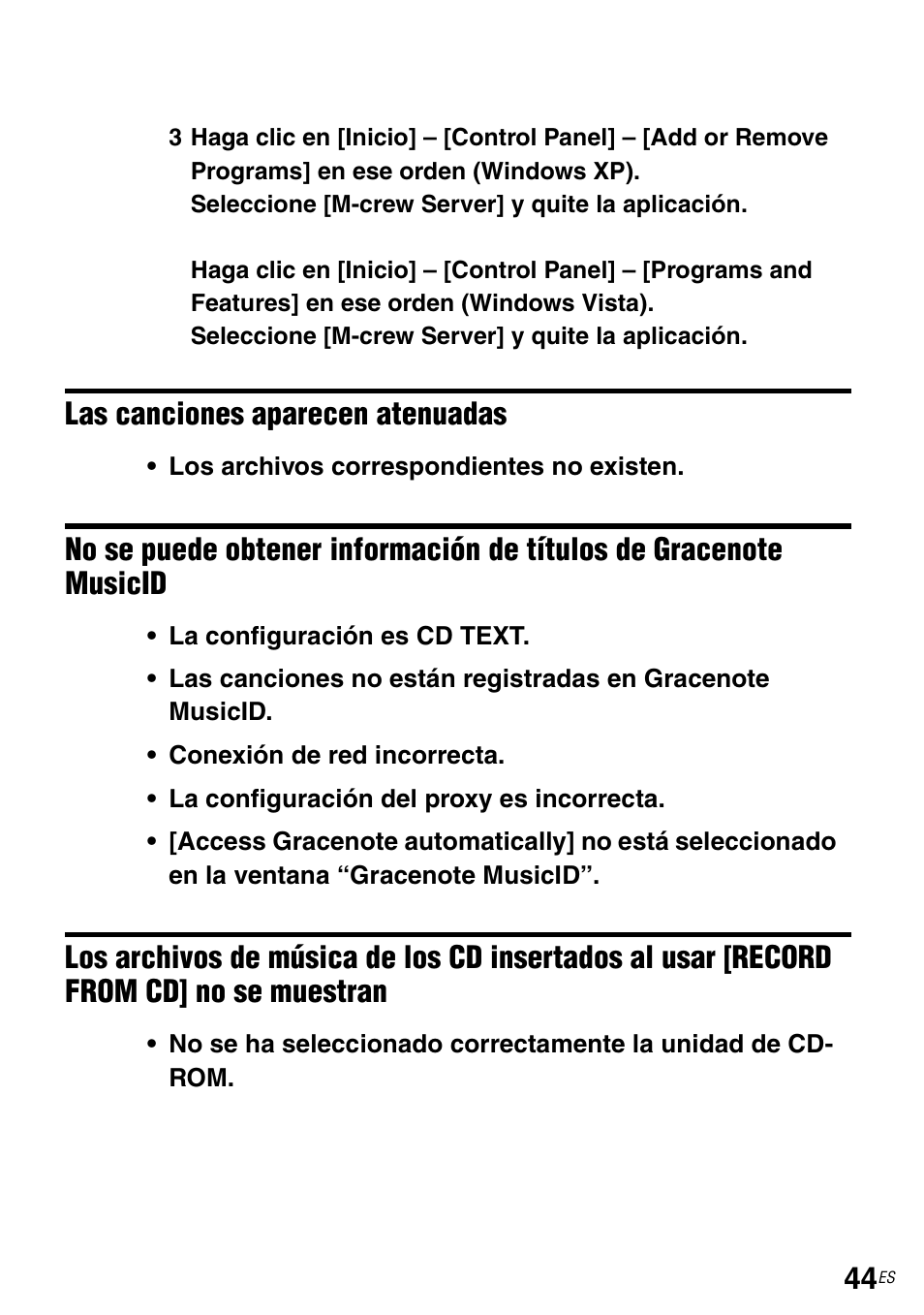 Musicid, From cd] no se muestran | Sony TDM-NC1 User Manual | Page 131 / 483