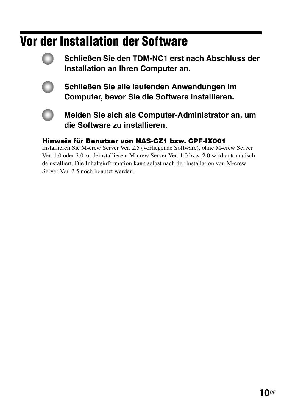 Vor der installation der software | Sony TDM-NC1 User Manual | Page 141 / 483