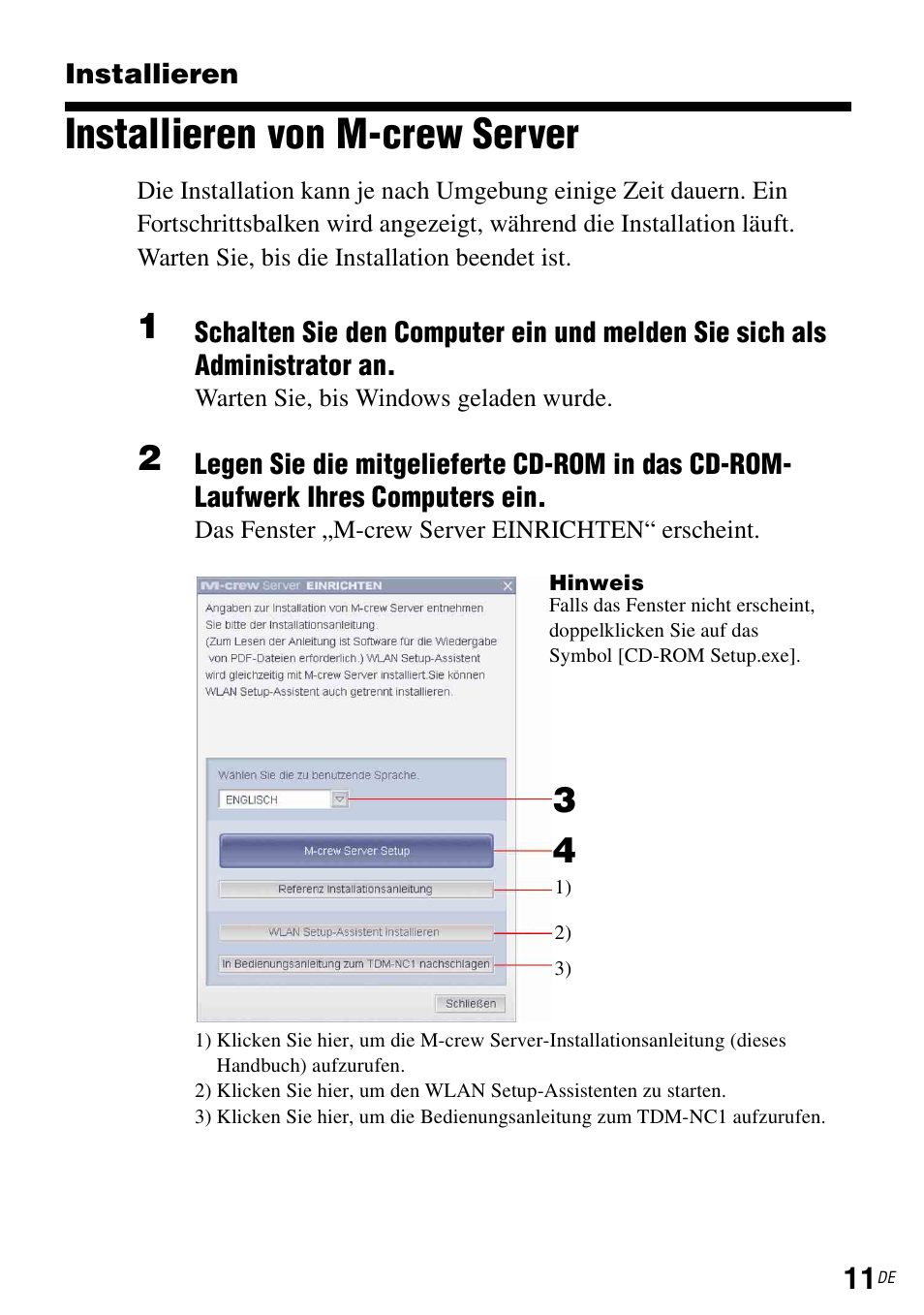Installieren, Installieren von m-crew server | Sony TDM-NC1 User Manual | Page 142 / 483