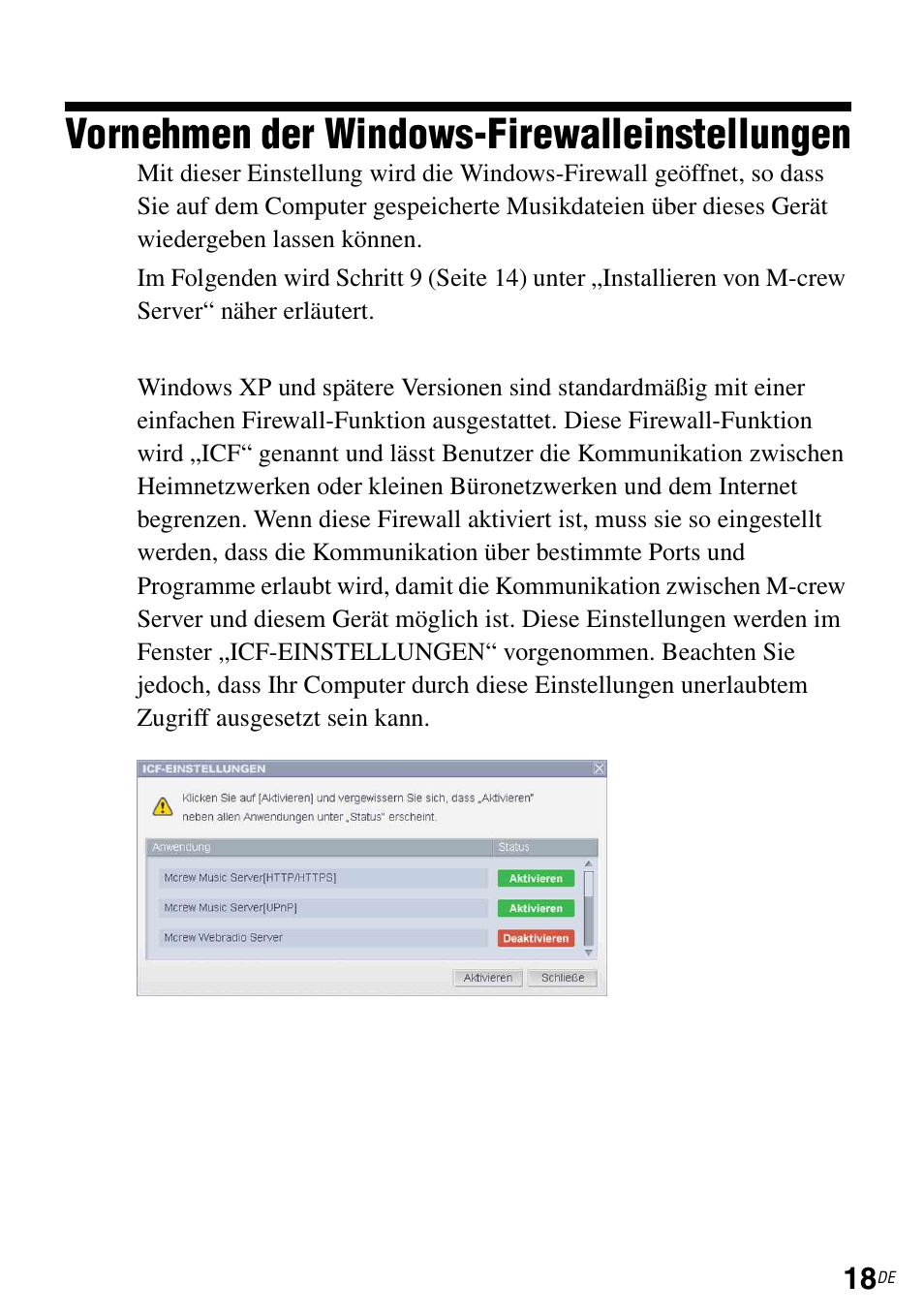 Vornehmen der windows-firewalleinstellungen | Sony TDM-NC1 User Manual | Page 149 / 483