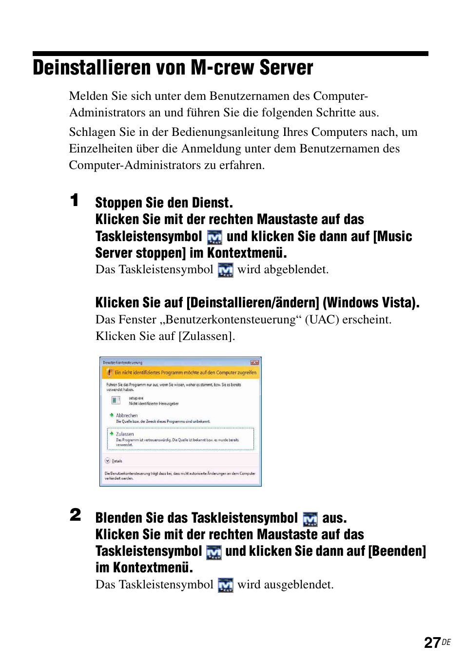 Deinstallieren von m-crew server | Sony TDM-NC1 User Manual | Page 158 / 483