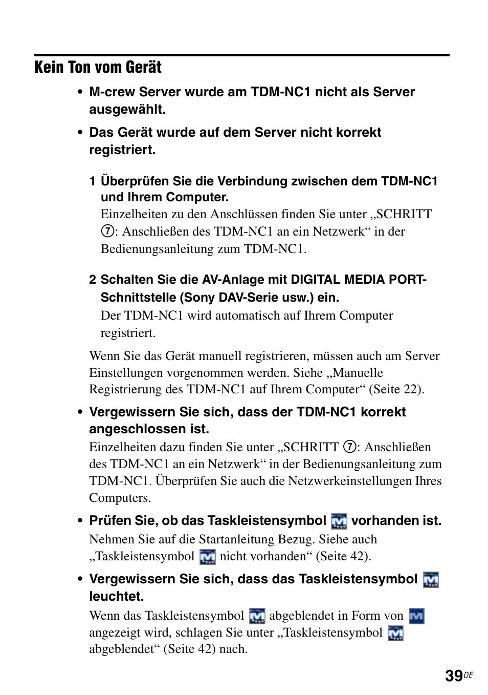 Kein ton vom gerät | Sony TDM-NC1 User Manual | Page 170 / 483