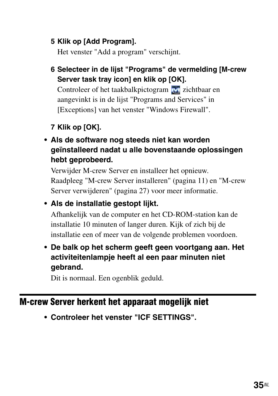 M-crew server herkent het apparaat mogelijk niet | Sony TDM-NC1 User Manual | Page 212 / 483
