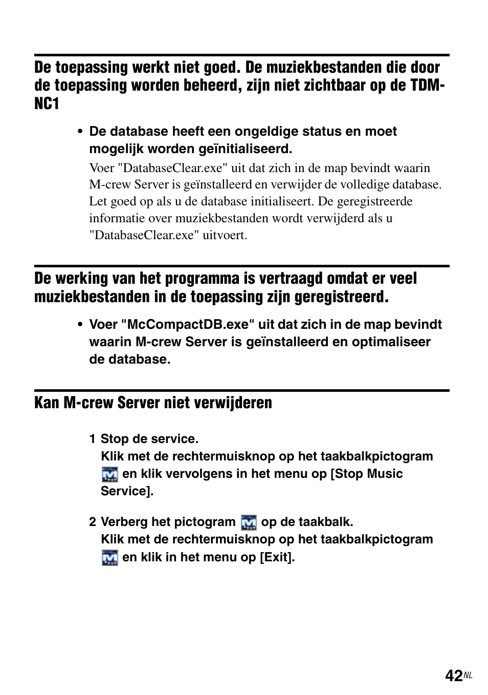 Kan m-crew server niet verwijderen | Sony TDM-NC1 User Manual | Page 219 / 483