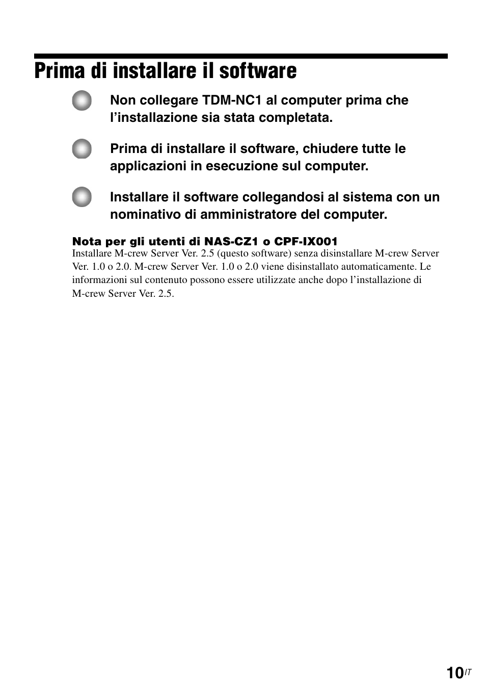 Prima di installare il software | Sony TDM-NC1 User Manual | Page 230 / 483