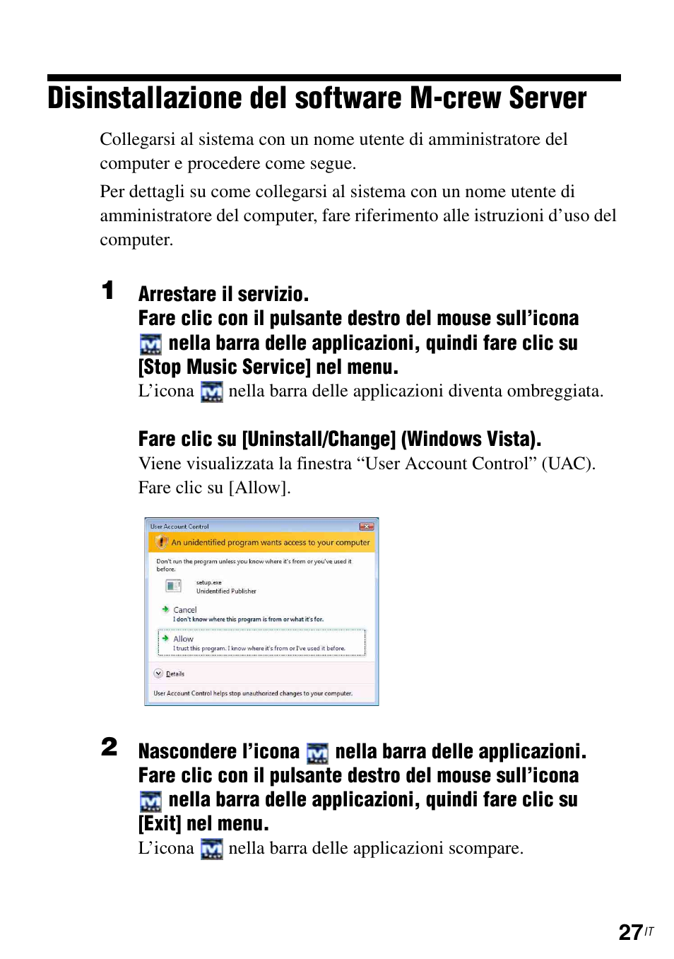 Disinstallazione del software m-crew server | Sony TDM-NC1 User Manual | Page 247 / 483