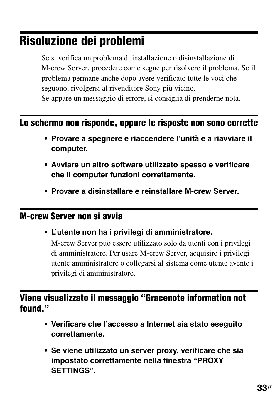 Risoluzione dei problemi, Found | Sony TDM-NC1 User Manual | Page 253 / 483