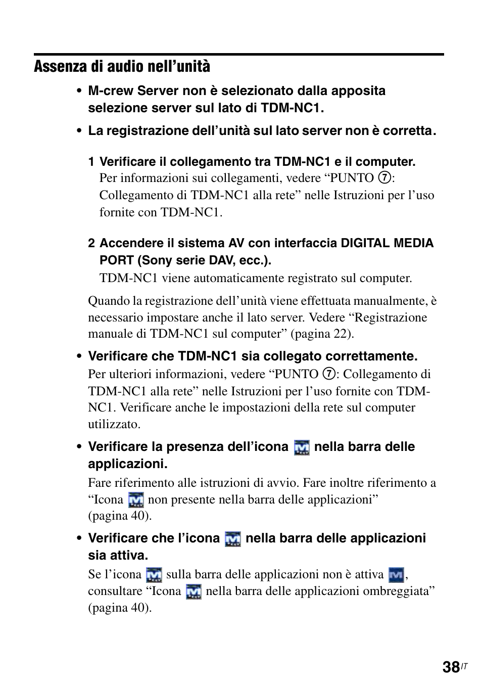 Assenza di audio nell’unità | Sony TDM-NC1 User Manual | Page 258 / 483