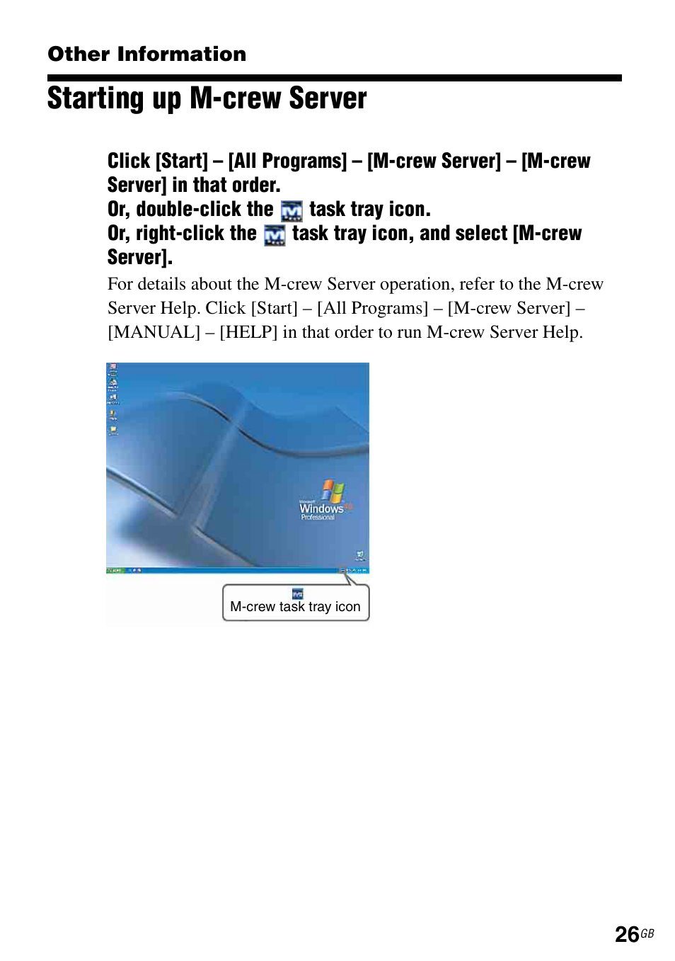 Other information, Starting up m-crew server | Sony TDM-NC1 User Manual | Page 26 / 483
