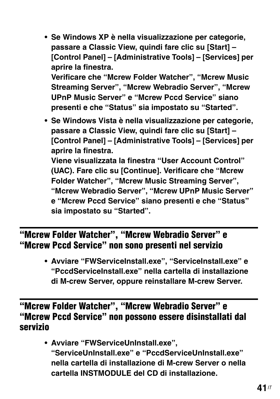 Service” non sono presenti nel servizio | Sony TDM-NC1 User Manual | Page 261 / 483