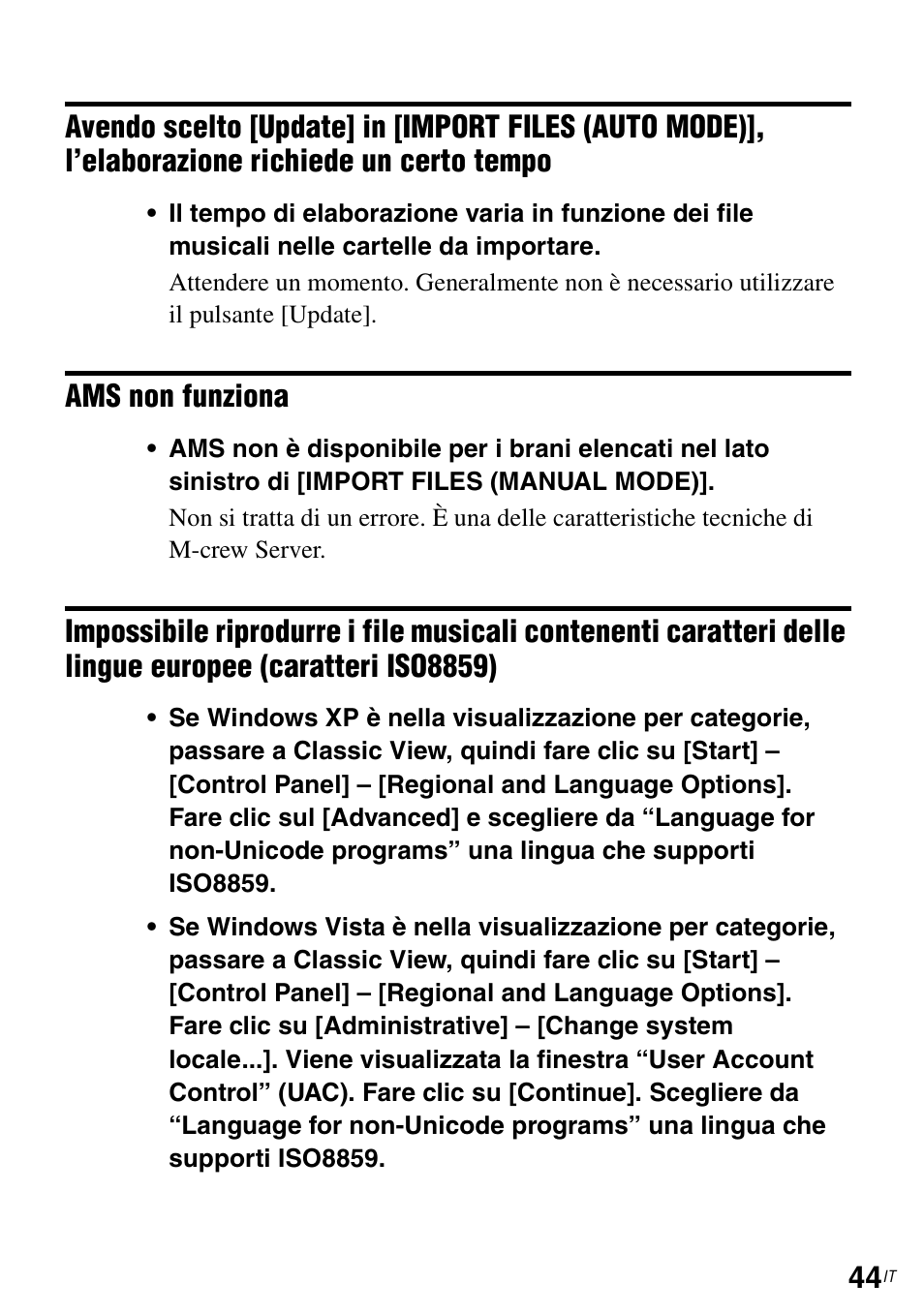 L’elaborazione richiede un certo tempo, Europee (caratteri iso8859) | Sony TDM-NC1 User Manual | Page 264 / 483