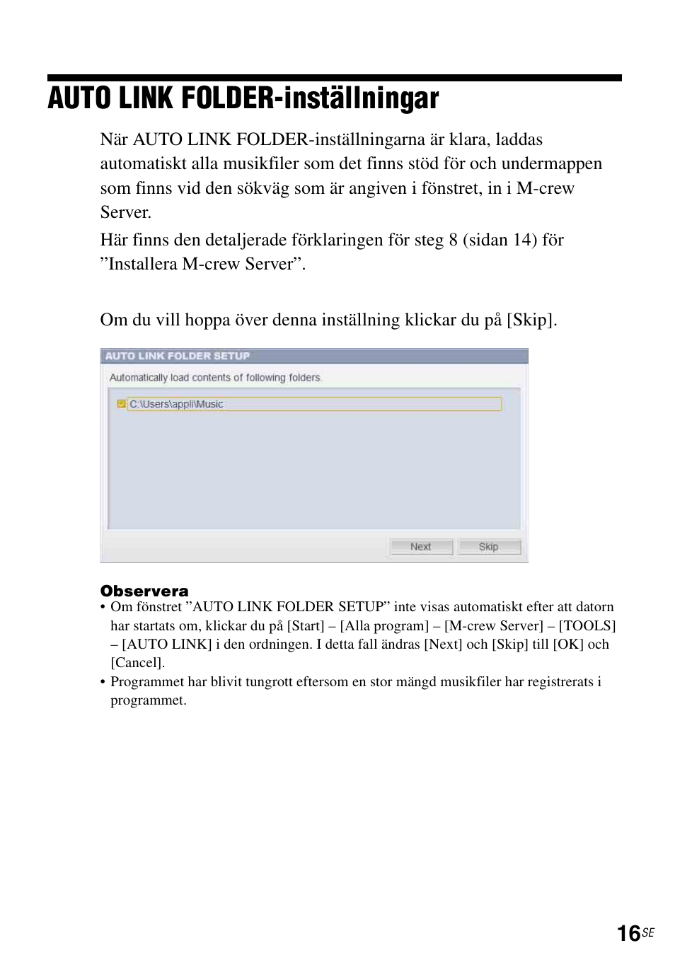 Auto link folder-inställningar, S i ”auto link folder-inställningar” (sidan 16) | Sony TDM-NC1 User Manual | Page 279 / 483