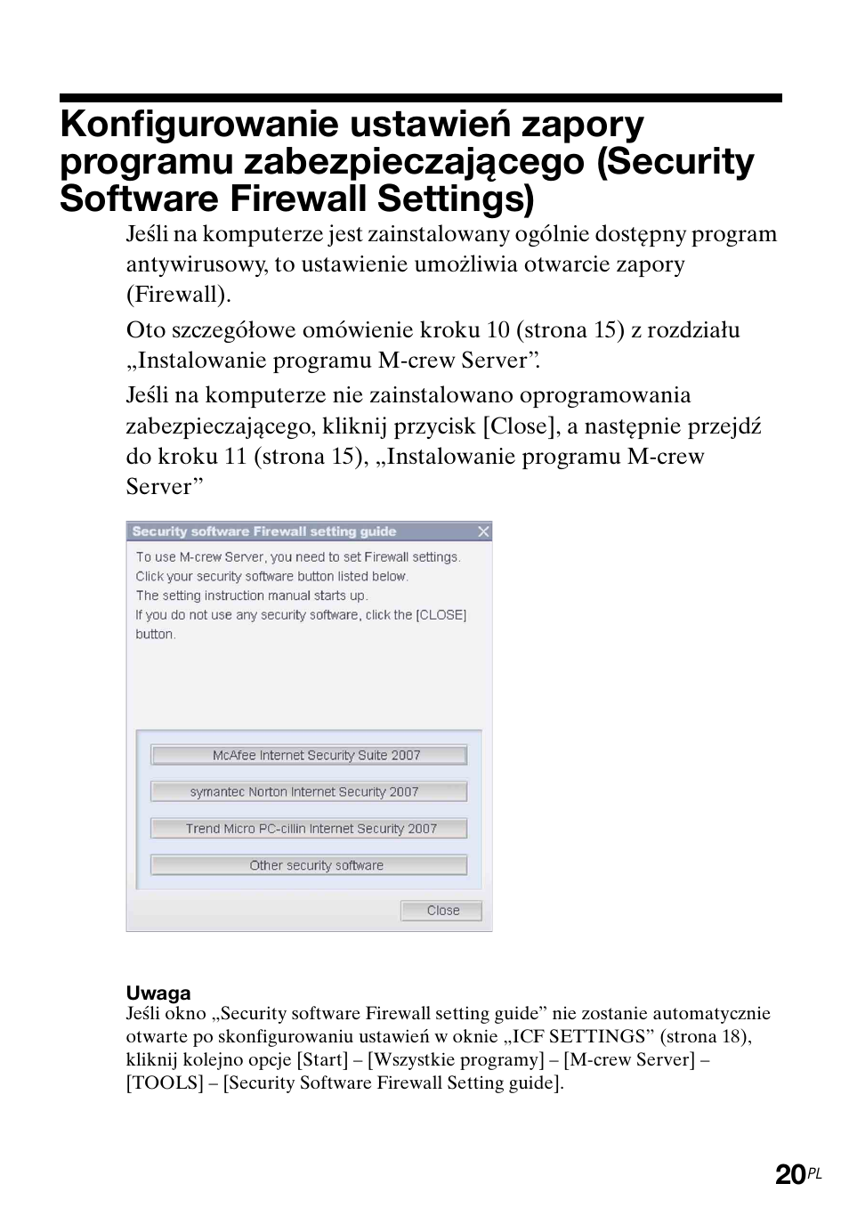 Security software firewall settings) | Sony TDM-NC1 User Manual | Page 327 / 483
