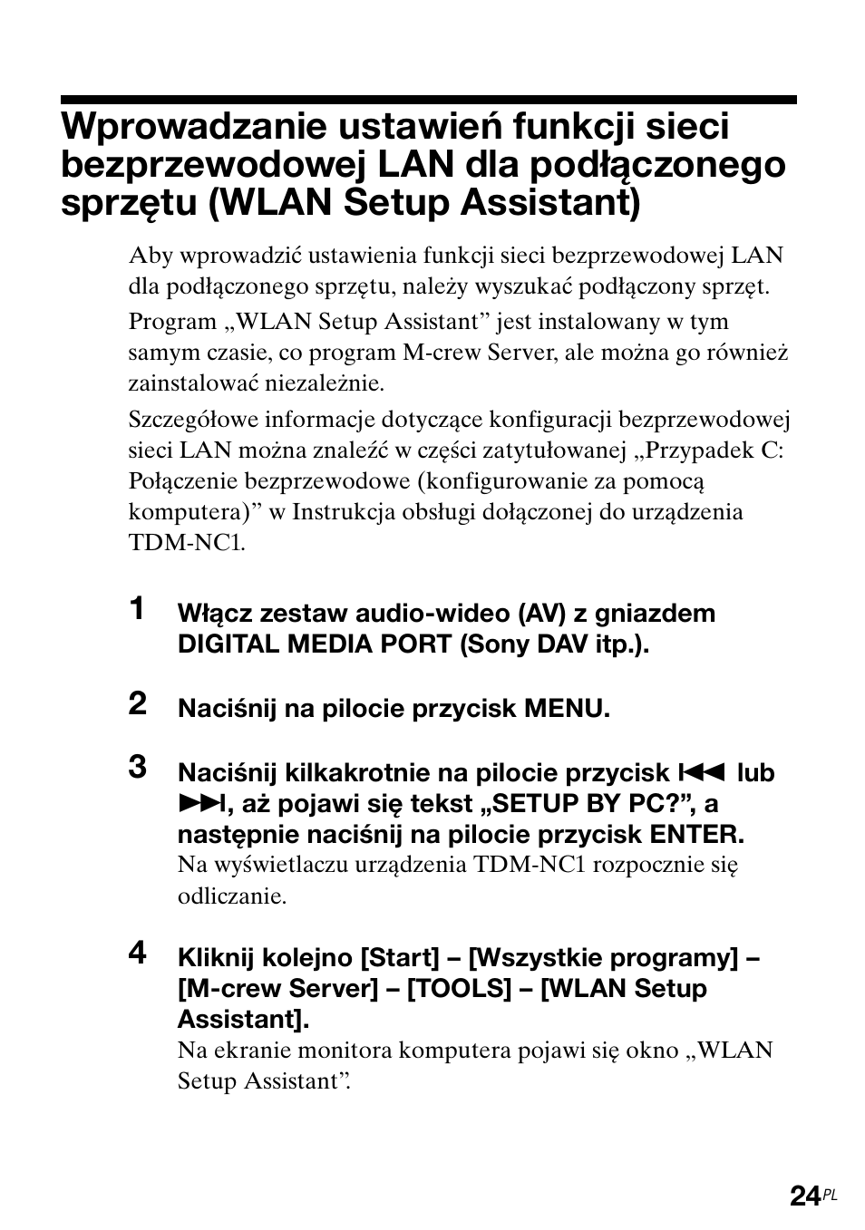 Podłączonego sprzętu (wlan setup assistant) | Sony TDM-NC1 User Manual | Page 331 / 483