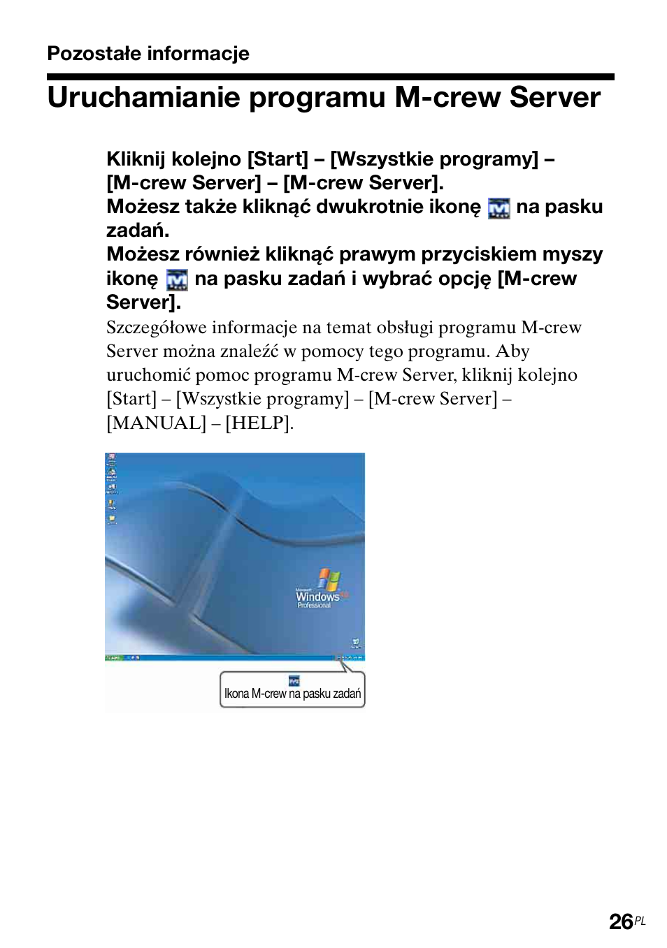 Pozostałe informacje, Uruchamianie programu m-crew server | Sony TDM-NC1 User Manual | Page 333 / 483