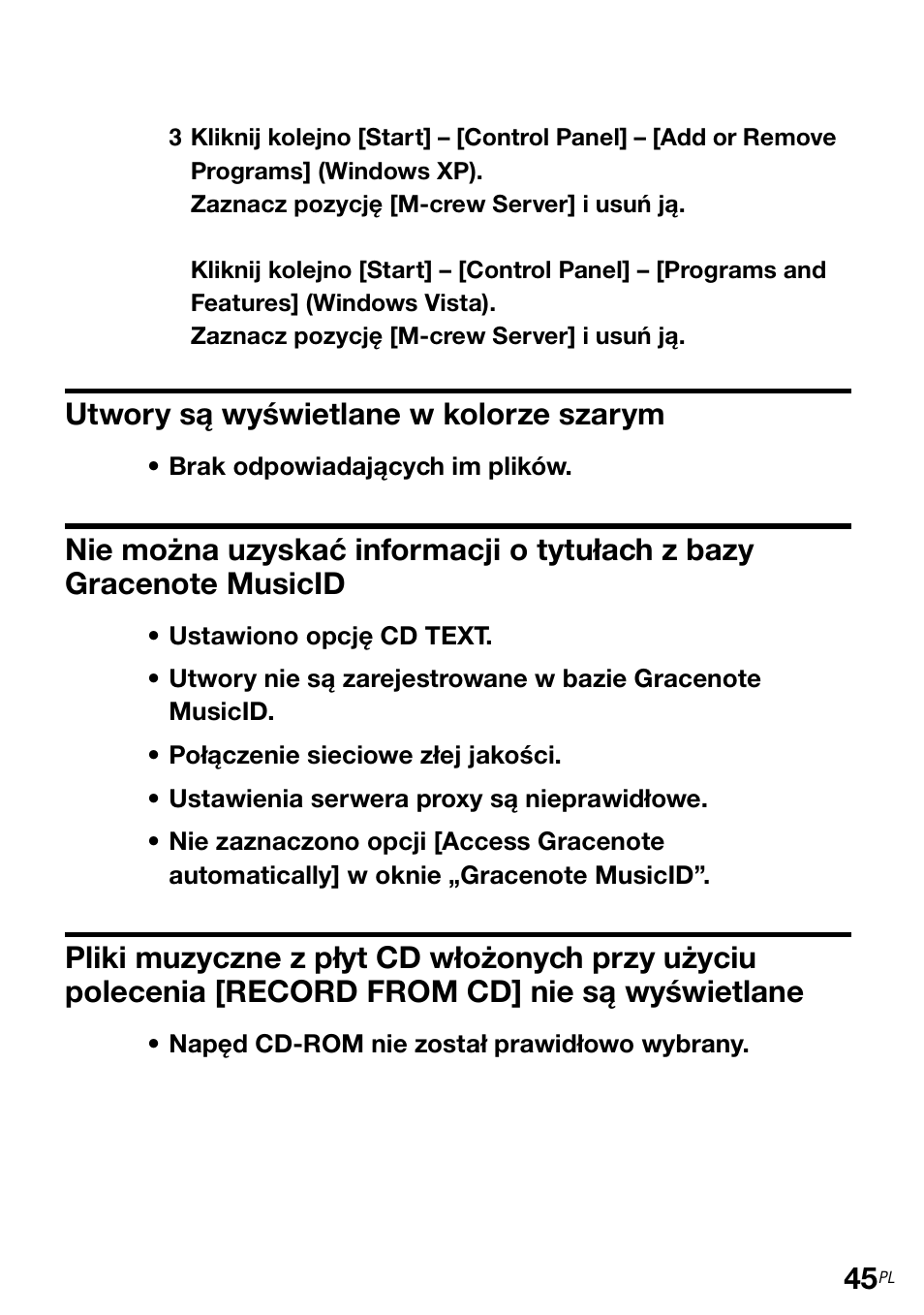 Musicid, Record from cd] nie są wyświetlane | Sony TDM-NC1 User Manual | Page 352 / 483