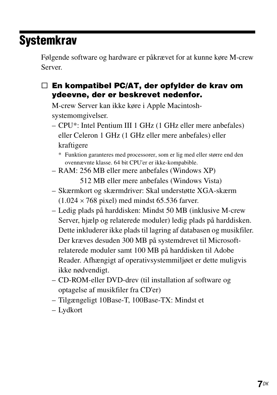 Systemkrav | Sony TDM-NC1 User Manual | Page 360 / 483