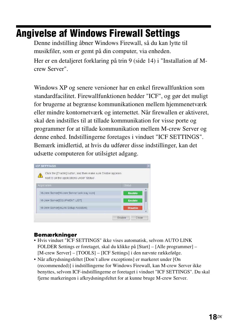 Angivelse af windows firewall settings | Sony TDM-NC1 User Manual | Page 371 / 483