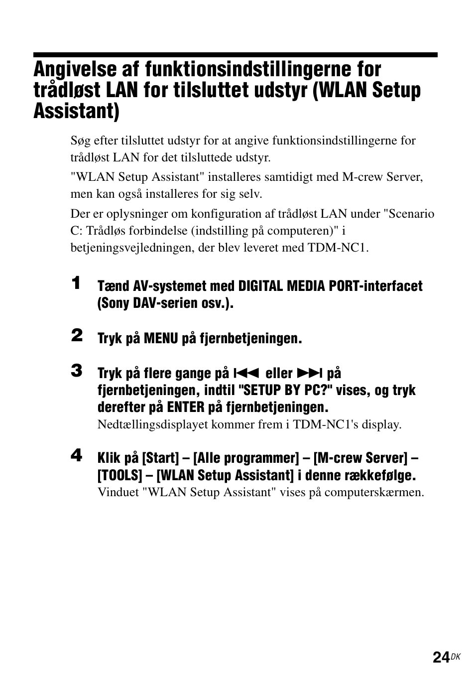 Udstyr (wlan setup assistant) | Sony TDM-NC1 User Manual | Page 377 / 483